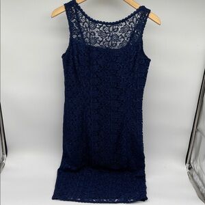 NWT White House Black Market Navy Lace Midi Dress Size 6